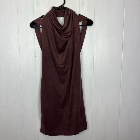Cefian Faux Suede Cowl Neck Dress Sz M - Picture 2 of 6